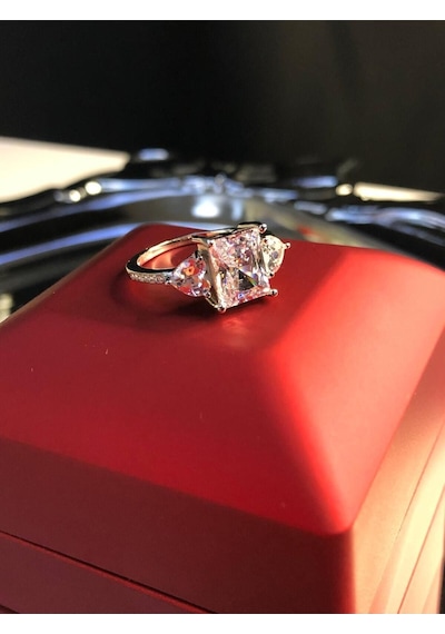 Vog Pırlanta Tasarım Baget V Kalp Effective Diamond Taşlı 925 Gümüş Evlilik Teklifi Yüzük