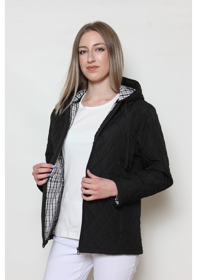CottonCool Kadın Kapüşonlu Kapitone Mont Siyah