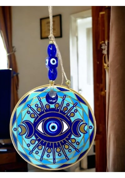 Tek Gözlü Piramit Desenli Nazar Boncuklu Duvar Süsü