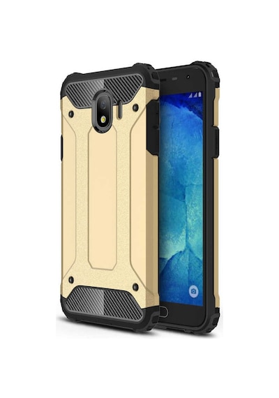 Kilifone - Samsung Uyumlu Galaxy J4 - Kılıf Çift Katman Zırh Tank Crash Military Kapak - Gold