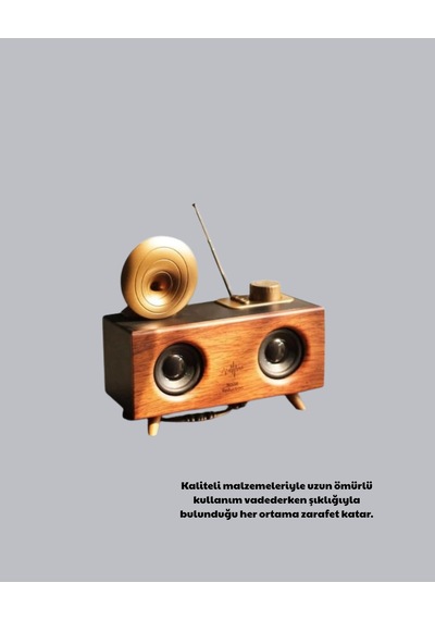 Mey İthalat Retro Gramofon Tasarımlı Bluetooth Hoparlör 3d Stereo Ses, 1800 Mah Batarya
