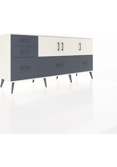 Hyperion Konsol 2 Raflı 5 Çekmeceli 3 Kapaklı 176x44x83 Aytaşı-aytaşı/antrasit Aytaşı/antrasit