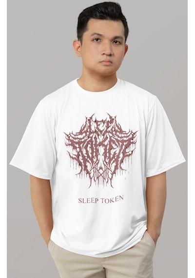 Tasarım Sleep Token Rock Metal Müzik Grubu Baskılı Unisex Oversiz Beyaz