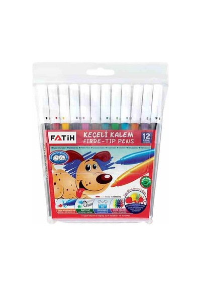 Keçeli Kalem 12 Renk Plastik Kutu Fatih 12 Renk Keçeli Kalem Tam