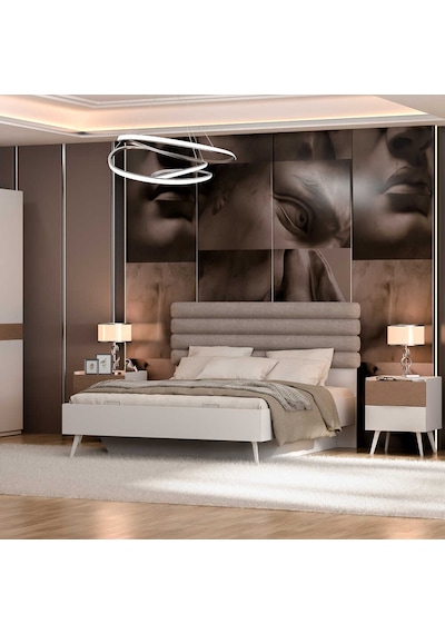 Milano Çift Kişilik Karyola - Vizon/zebra 166x120x205 Cm 166 X 120 X205