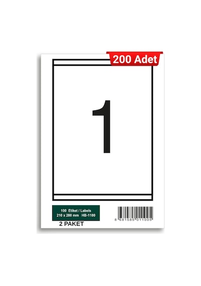 Herboy Hb-1100 210 X 280 Mm A4 Baskılı Laser Etiket 200 Adet