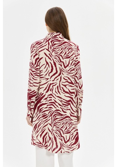Esswaap Zebra Desenli Tunik Bordo Kırmızı