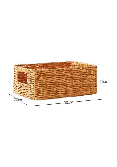 Ocean Home Textile Çocuk Odası Yıkanabilir Bej Pp Rattan Sepet 30 X 20 X 11 Cm
