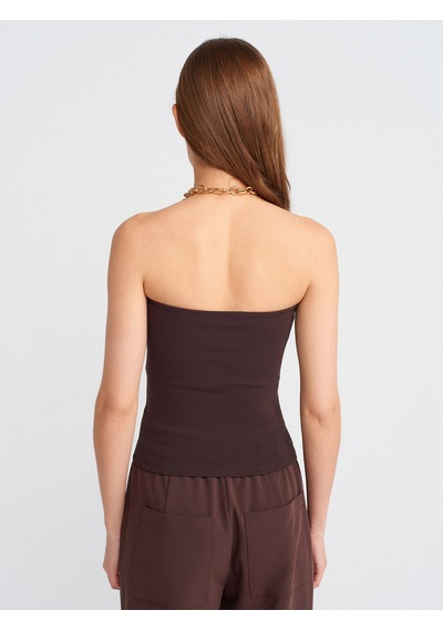 Dilvin 20659 Crop Top-koyu Kahve Koyu Kahve