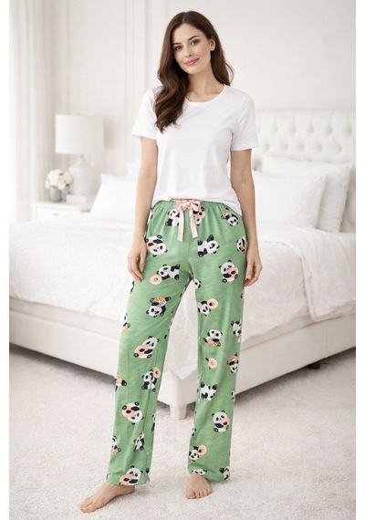 Remsa Kadın Viskon Kumaş Penye Tek Pijama Alt 23 Yeşil