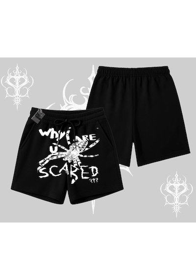 Tarzsokak Beyaz Şort Why Are U Scared Siyah