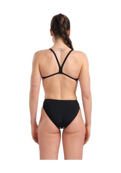 ARENA BAYAN YÜZÜCÜ MAYOSU WOMEN'S SWIMSUIT CHALLENGE BACK MARBLED 005562550 Beyaz - Siyah