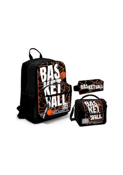 Coral High Üçlü İlk ve Ortaokul Okul Çanta Seti - Siyah Basketbol - Erkek Çocuk
