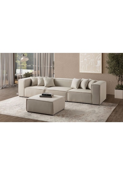 Mira Relax 4 Modül Köşe Koltuk Krem Antrasit Mira Relax 4 Modül Köşe Koltuk Krem Antrasit