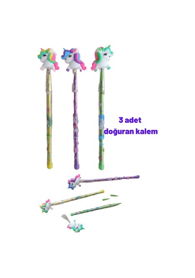 3 Adet Doğuran Unicorn Başlıklı Kalem, Hediyelik Kalem, Tatlı Tatlış Sevimli Kalemler Çok Renkli