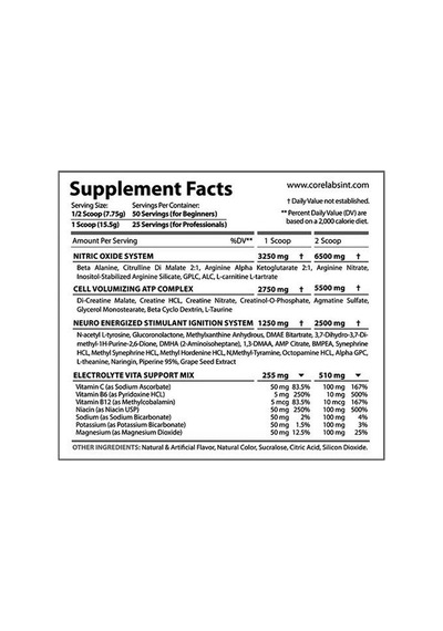 Core Labs Hyper Power Preworkout Dmha+dmaa+agmantine Sulfat 388 G