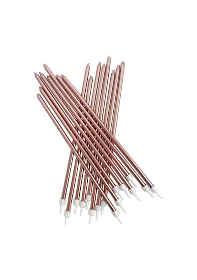 12 Adet Rose Gold Doğum Günü Mumu Rose Gold Uzun Mum Rose Gold İnce Mum Rose Gold Mum Church Rose Gold Candles Renkli
