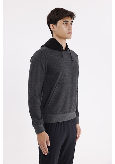 Rowinger Kanguru Cepli Ayarlanabilir Kordonlu Ribana Manşetli Rahat Kesim Kapüşonlu Sweatshirt Antracite
