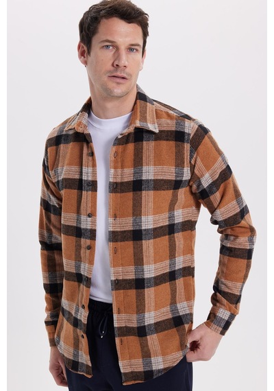 Tudors Erkek Slim Fit Dar Kesim Kareli Kışlık Oduncu Gömlek-42099 Çok Renkli