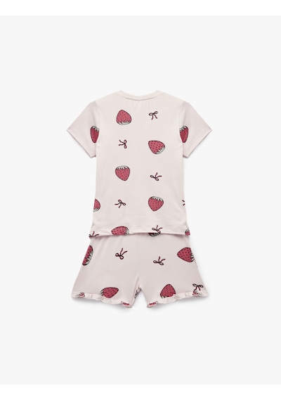 Koton Çilek Baskılı Kısa Kollu Pijama Takımı Pembe Desenli 5slk40199mk Pembe Desenli