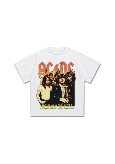 Acdc Bant Baskı Moda Beyaz