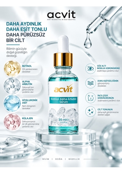 Retinol Alpha Arbutin Serum 30 Ml Kırışıklık Karşıtı Ve Cilt Yenileyici Bakım
