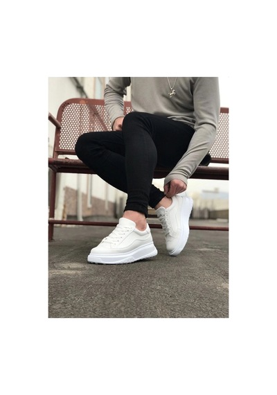 Mevese Rovero Erkek Bağcıklı Cilt Günlük Sneaker Ayakkabı Beyaz