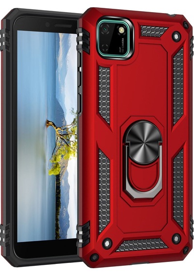Huawei Y5p Uyumlu Kılıf Sofya Yüzüklü Silikon Kapak - Kırmızı