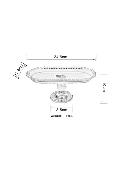 Lüks Cam Ayaklı Servis Sunumluk Oval