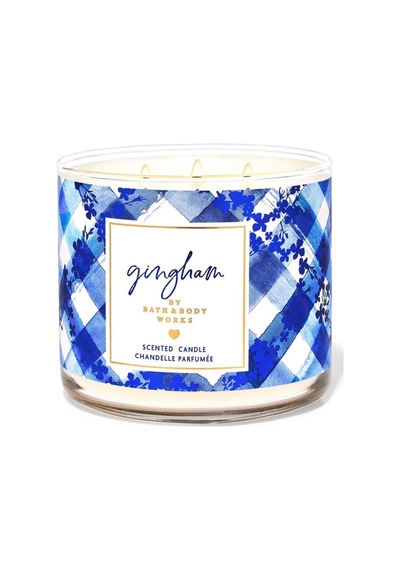 Bath & Body Works Gingham Büyük Mum 411 G Beyaz