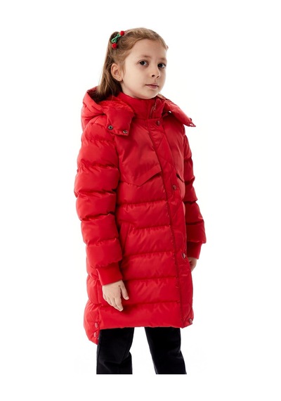 Kız Çocuk Kapüşonlu Kışlık Şişme Mont 51356 Kırmızı