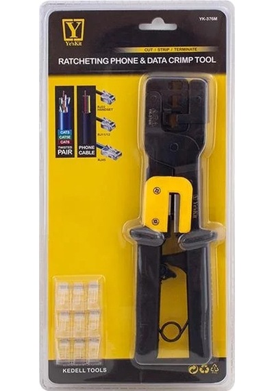 Yeskit Yk-376m Rj11-rj12-rj22-rj45 3'lü Soket Sıkma Pensesi