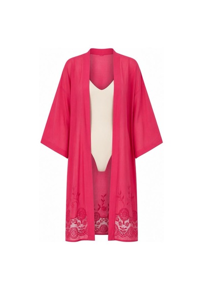 Lila Mare Nakışlı Fistolu Handmade Beachwear & Homewear Kimono Standart Bedenlere 36-44 Arası Uygundur Renkli Renkli