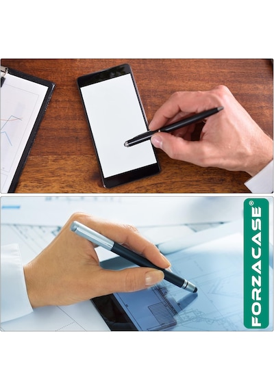 Forzacase Universal Telefon Tablet İpad 2in1 Tükenmez Ve Touchpen Dokunmatik Kalem - Fc1122 Siyah