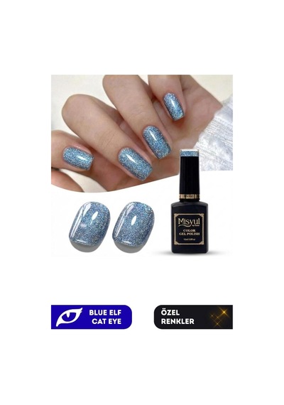 Color Gel Polish, 15 Ml, Blue Cat Eye