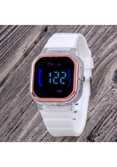 Pinkoli ST-304304 Tuşlu Yanıp Sönen Işıklı Led Çocuk Saati Beyaz