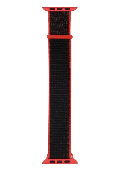 Watch 7 41mm Kordon Band-03 Serisi Hasır Strap Kayış-kırmızı-siyah