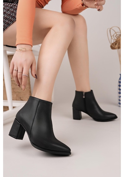 Nesilshoes Nesil Shoes Senyo 850 Siyah Fermuarlı Kadın Bot