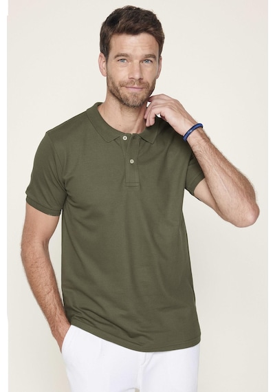 Tudors Erkek 5'li Paket Siyah-haki-su Yeşili-koyu Mavi-lacivert Slim Fit Dar Kesim Pamuklu Düz Pike Polo Yaka Tişört-34404 Multi