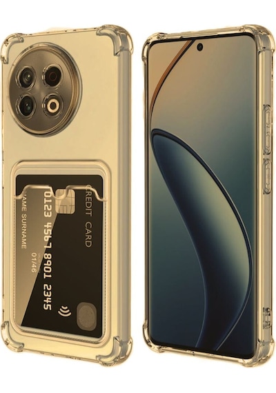 Tecno Spark 30 Pro Kılıf Darbe Emici Köşe Korumalı Kartlıklı Cüzdanlı Silikon Kapak - Füme