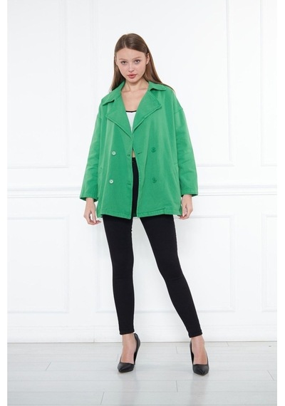 Kadın Benetton Yeşili Oversize Kot Ceket Benetton