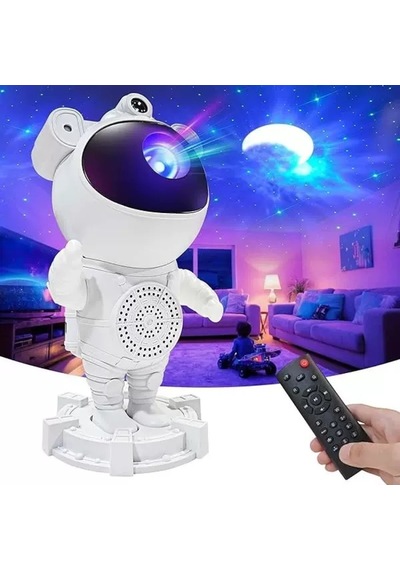 Astronot Galaksi Projektör Gece Lambası Bluetoothlu Uzaktan Kumandalı Hoparlörlü Sarı