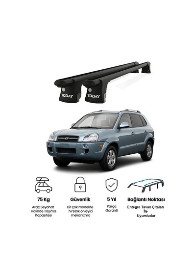 Trio-ı Hyundai Tucson 2004-2010 Uyumlu Siyah Kilitli Ara Atkı 120cm Port Bagaj Tavan Barı