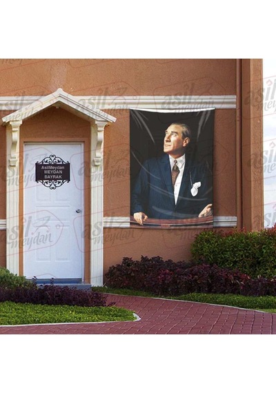Takım Elbiseli Sivil Göğe Bakan Gazi Mustafa Kemal Atatürk - Poster Bayrak 100x150 Cm 1