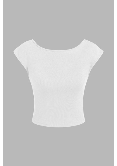 Hiccup Sırtı Açık Crop Top Beyaz