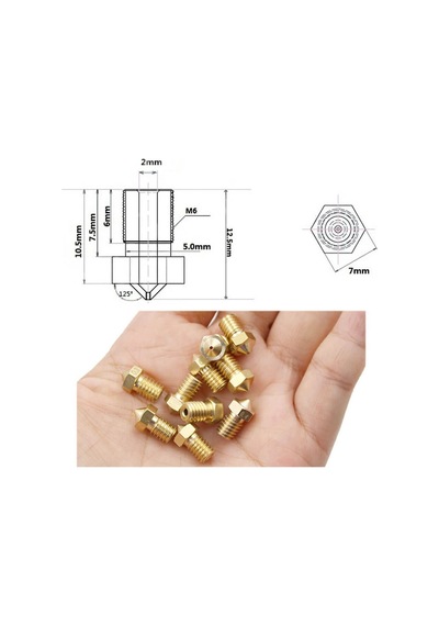 Koodmax 3d Yazıcı Extruder M6 1.75mm / 0.6mm V5 - V6 Pirinç Nozzle Baskı Kafası