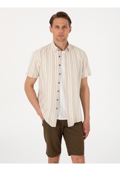 Pierre Cardin Erkek Bej Gömlek Kısa Kollu 50307092-vr011 Bej