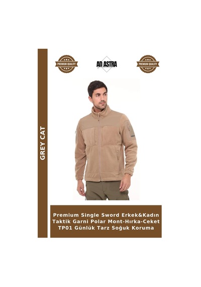 Grey Cat Premium Single Sword Erkek&kadın Taktik Garni Polar Mont-hırka-ceket Tp01 Günlük Tarz Soğuk Koruma Çok Renkli