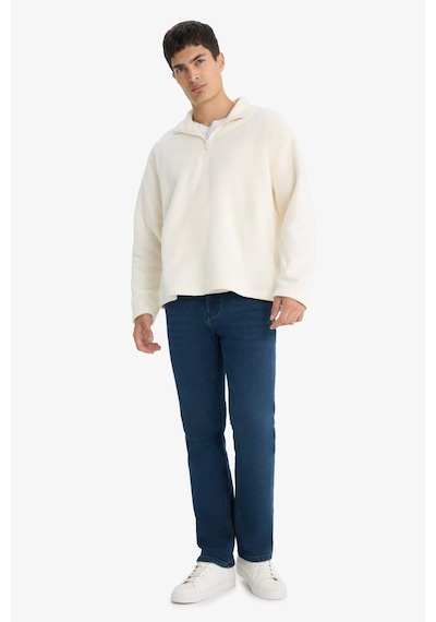 Defacto Relax Fit Yarım Fermuarlı Polar Sweatshirt F0448ax25auer140 Ekru-er140