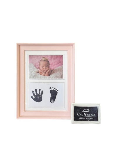 Bebeklere Özel El Ve Ayak İzi Fotoğraf Çerçevesi Pembe